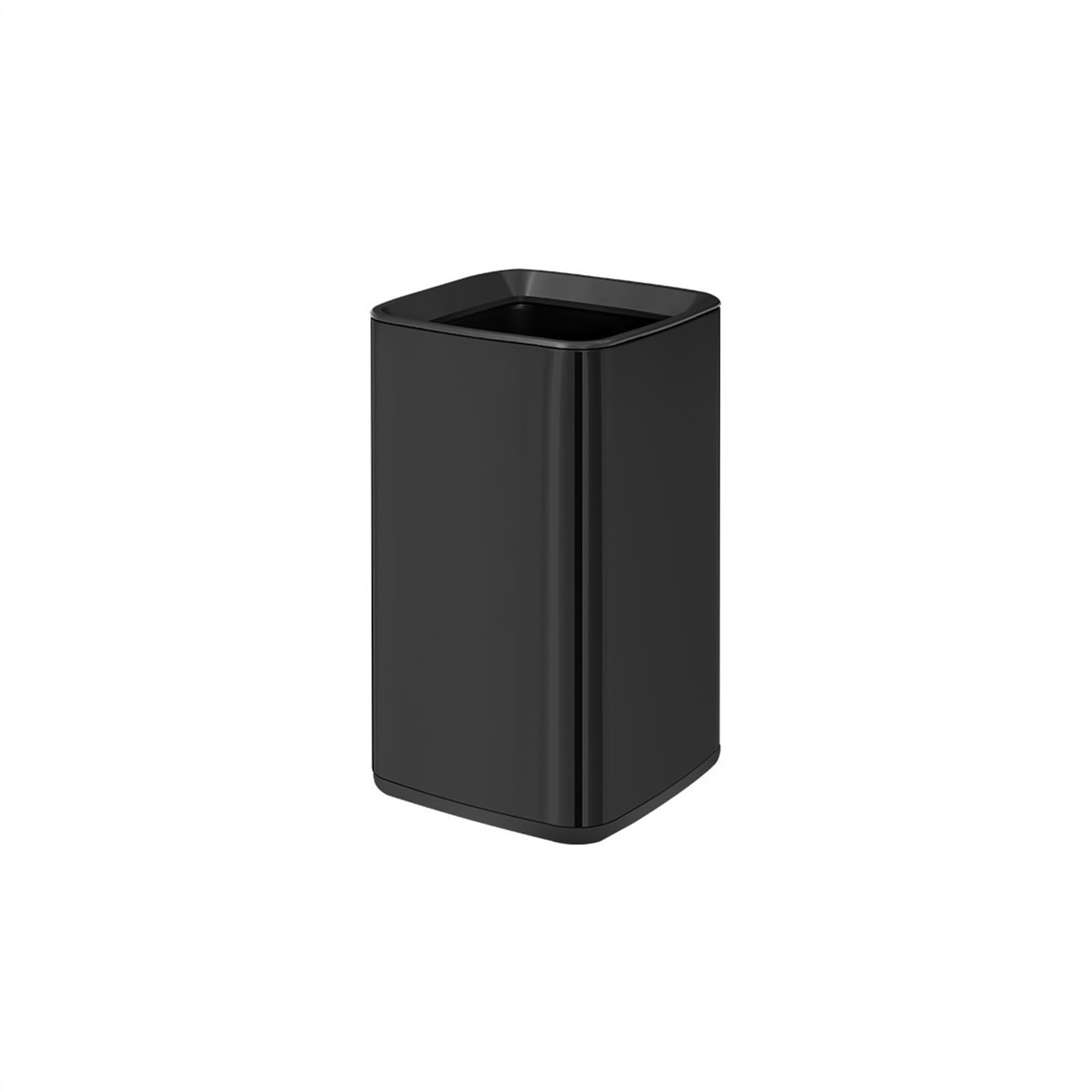 Kitchen Trash Can Stainless Steel Trash Can, Open Top Trash Can, Square Kitchen Trash Can. Suitable for Home Kitchen Office Waste Paper Basket Garbage Can (Black)