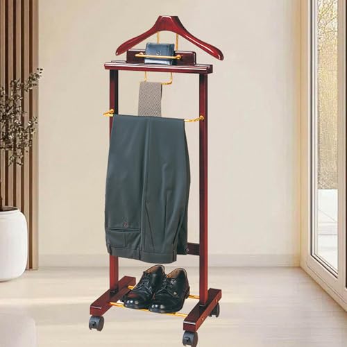 Moderno Perchero para Trajes Madera, Elegante Soporte de Ropa para Vestidor y Hogar,Organizador de Ropa de Hombre para Dormitorio y Oficina Galán de Noche Pie(Size:116cm,Color:Estilo-A)