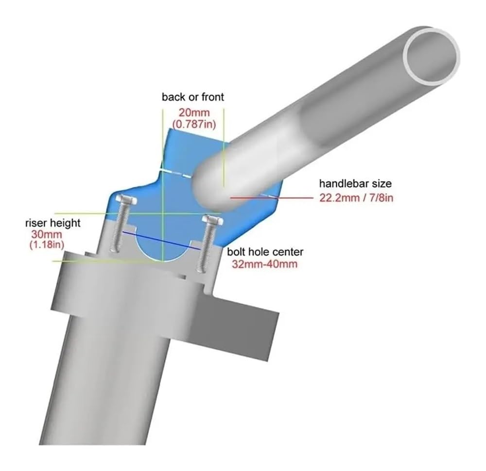 Riser Guidon Moto Adaptateur Rehausseurs De Guidon Décalés 22 Mm (7/8") pour Bandit GSF250, 400, 600, 650, 750, 1200 Et 1250 - Accessoires Remplaçables