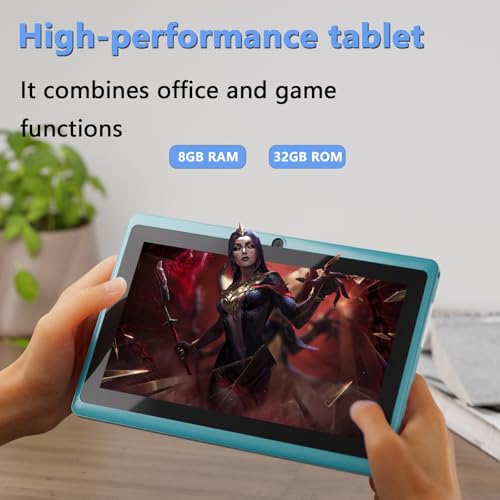Image of Tablet with Case 7 inch Tablet Android 14, 8GB RAM (5GB Expandable) 32GB ROM 7 inch Tabletas Supports 1TB MicroSD, Long Battery Dual Camera Tableta 5G WiFi-6 Android tablets with Tablets Protective Cover