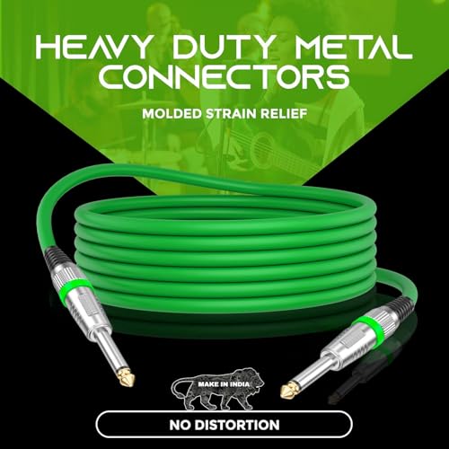 Image of SeCro 6.35mm Guitar Cable Premium 6.35mm Mono Jack 1 /4 inch TS Cable Unbalanced Guitar Patch Cords /Instrument Cable Male to Male with Zinc Alloy Housing. (GREEN, 98Feet(30Meter))
