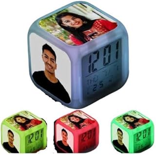 Personalized/Customized with Color Changing 4 Photo LED Digital Table Alarm Clock, Home Decoration, Office Clock, Gifting ... Price In India