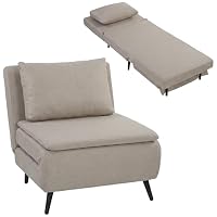 HOMCOM Fauteuil Convertible 1 Place 3 en 1 Oreiller 75 x 188 cm Marron