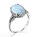 SZJINAO 6CT White Opal Ring Sterling Silver Rings For Women Floral Edwardian Antique Filigree Engagement Wedding Ring (Opal, 8)