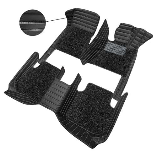 Image of Antiskid Premium 9D Car Mat Full Set for Vinfast VF 7 2026 | Luxury Leather Dual-Stitch Full Set 9D Car Floor Mat || 100% Waterproof ||Color: Black Silver