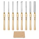 HURRICANE 8pc Wood Lathe Chisel Set, M2 HSS Wood Turning Tools with 10" Solid Hardwood Handles, Lathe Tool Kit for Beginners and DIY Hobbyists, Includes Protective Wooden Box