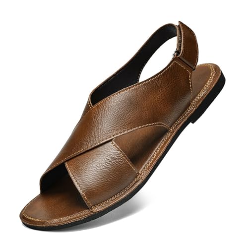 Men's Genuine Leather Handmade Flat Sandals Outdoor Sandals Summer Casual Vacation Beach Sandals - Main Image
