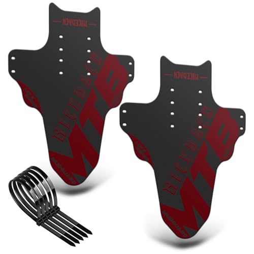 NICEDACK Parafanghi per Mountain Bike, 2 Pezzi, Mudguard Fit 20 - 29 Pollici MTB parafango Anteriore e Posteriore Compatibile con parafanghi per Bicicletta (Satinato, Rosso)