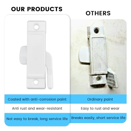 Aifeier ET 4 Pcs F2590 Sash Lock for Vertical and Horizontal Sliding Windows, Window Locks Replacement with Screws for Additional Home Security, 2-1/4” Mounting Hole Centers (White)