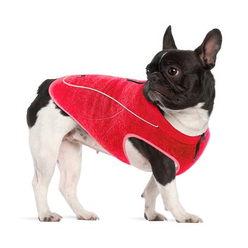 Image of Insulated Fleece Sweater for Dogs | Lightweight Warm Dog Vest | Zipper Port for Harness | Cold Weather Winter Jacket | Rain Snow Repellant Coat | Adjustable for Small Medium Large Girl Dogs (Red /S)