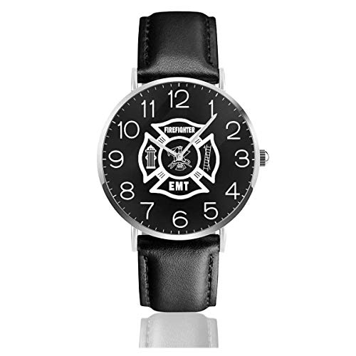 Orologio da polso Uomo Donna Orologio da polso al quarzo Quadrante Vigili del fuoco Dono coraggio e onore con Cinturino in Cuoio