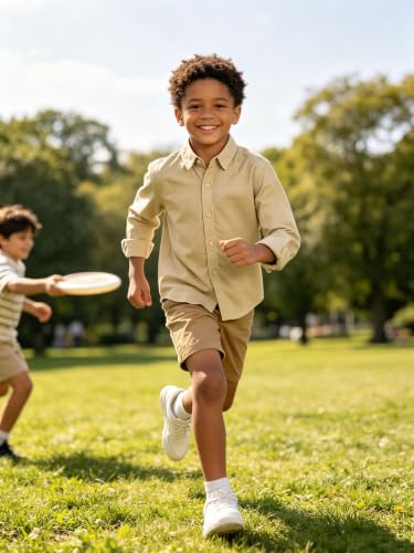 Image of DHTS Boys' Dress Shirts Toddle Boy Long Sleeve Uniform Shirt for Kids
