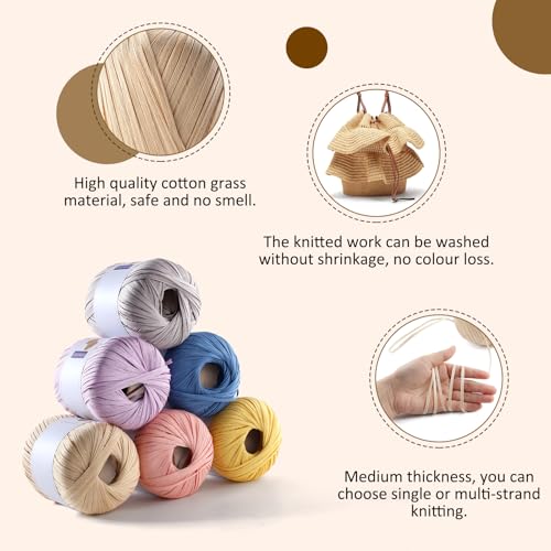 Image of Raffia Yarn for Crochet, Soft Cotton Yarn for Crocheting Summer Beach Bag /Hat, 114 Yards /1.76 Ounce Ribbon Paper Yarn for Beginners DIY Hand Knitting Handbag(Yellow)