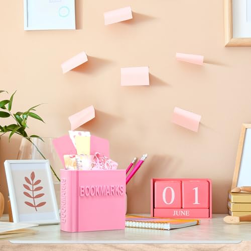 Honeydak 3D Printed Book Shaped Bookmark Holder Book Lover Gift Bookish Accessory Office Desk Supplies Funny Bookmark Accessories End of Year Gift for Teacher(Pink) - Thumbnail 6