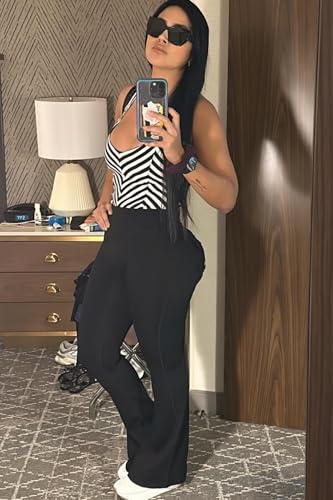 Women Scrunch Butt Lifting Flare Wide Leg Yoga Pants Bootcut High Waisted Workout Leggings - image 5