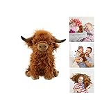 PAHAYU 11 Inches Highland Cow Stuffed Animal - Stuffed Cow Plush Toys Gifts,Realistic Cow Plush Toy Cow Farm Stuffed Animals Decor Gift for Adults Kids (Brown)