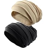 2 Pack Cotton Slouchy Beanie Fashion Hats Soft Lightweight Running Beanie Chemo Lightweight Headwear Skull Cap Chemo Cap Night Sleeping Cap for Women and Men