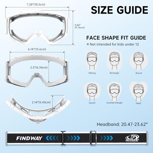 image for findway Ski Goggles OTG - Over Glasses Snow/Snowboard Goggles for Men,