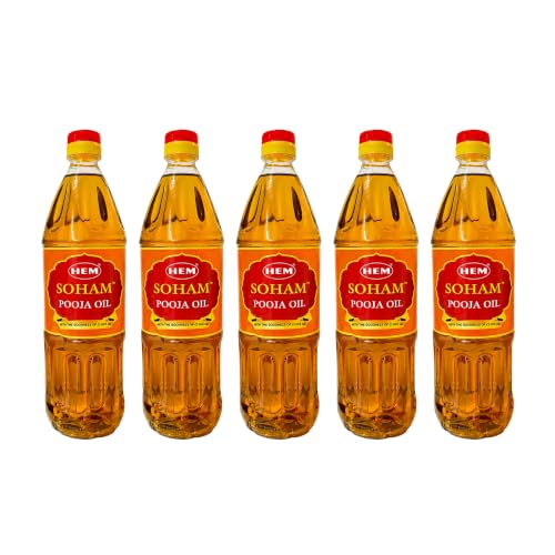 Image of Hem Soham Clove Pooja Oil 900ml, Pack of 5 | Premium Sacred Oil for Rituals, Lighting Diyas & Lamps | Long-Lasting Flame & Pure Aroma | Ideal for Daily Puja, Festivals & Ceremonies