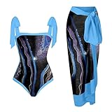 Traje de baño de 1 pieza con estampado floral abstracto de bloque de color para mujer, traje de baño de 1 pieza + 1 pieza, traje de baño de dos piezas con estampado, bikini monokini, traje de baño de