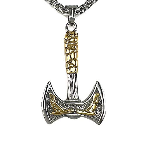 Fancy-J Norse Vikings Axe Talisman Mens Necklaces Stainless Steel Chain For Men And Women Norse Mythology Gifts Pagan Viking Thor Axe Amulet Pendant Vikings Valhalla Jewelry For Men #TOP1