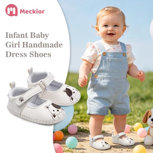 Image of Meckior Infant Baby Girl Sandals Soft Non-Slip Rubber Sole Handmade Princess Wedding Dress Shoes Toddler First Walkers