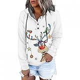 Hoodies for Women Aesthetic Long Sleeve Comfort Pockets Round Neck Quarter Button Up Oversized...