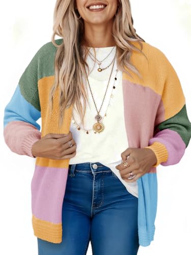 Chunky Color Block Boho Cardigan