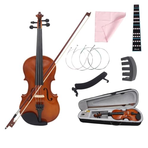 Violon 1/8 à 4/4 en érable massif pour débutant avec accessoires complets