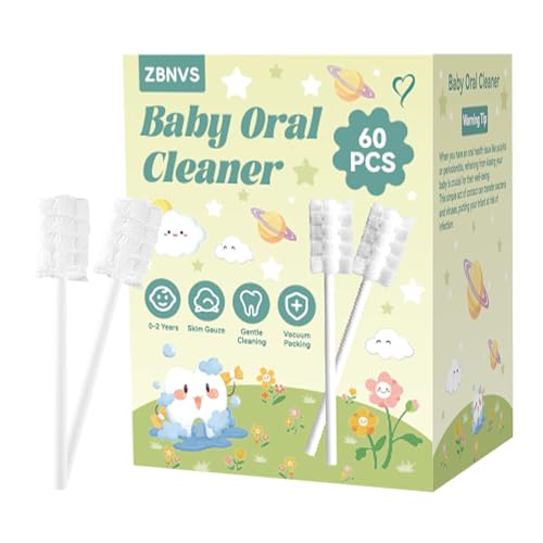 Foily 60-Pack Baby Tongue Cleaner Gauze– Gentle Newborn Oral Care, Disposable Toddler Tooth Brush for 0-24 Months Tooth Mouth Gum Clean (Square Style)