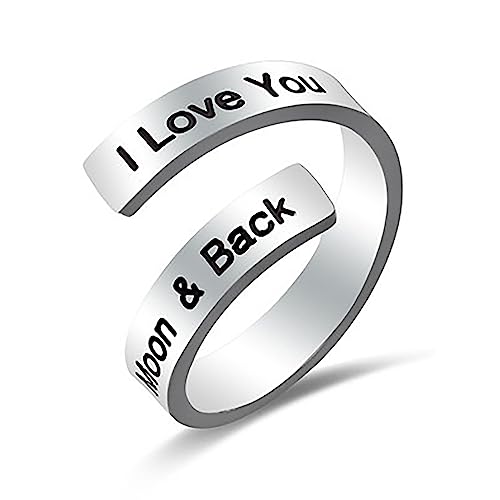 Kucheed Anillos Ajustables para Mujeres/Hombres, Anillo Inspirador de Joyería grabado I am Enough,Anillo Espiral de Acero Inoxidable con Espiral, Regalos de Graduación de Cumpleaños