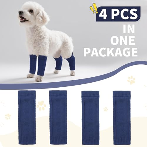 Image of ROZKITCH 4 PCS Dog Leg Wrap to Help Reducing Licking Scratching Elbow | Soft Knitting, Stretchy Fit Sleeves, Helps Reduce Licking, Dog & Cat Friendly, Easy to Wear, Daily Leg Coverage