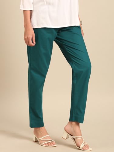 Image of TWIN BIRDS Women Cotton Straight Fit Pants | Ethnic Casual Daily Trousers