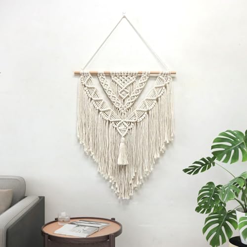 Tapisserie macramé KnSam beige 55x70cm en V scandinave pour déco murale - 5