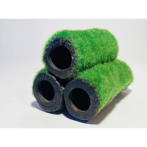 Mezzaluna Gifts Small Ceramic Shrimp Tank Aquarium Ornament with Artificial Moss (3 TUBES L 8 cm x H 6 cm x W 5.5 cm) Cover