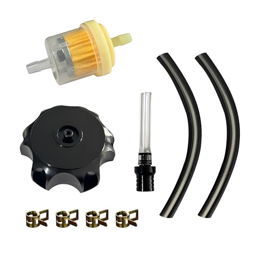 Image of Dirt Bike Gas Tank 3.5L with Aluminum Gas Cap, Fuel Filter, Petcock, for Honda CRF50, Kayo TS90, Pitster Pro XJR110, SSR 70, SSR 110, SSR 125 and 50cc-125cc Chinese Pit Bike Parts (Black Cap)