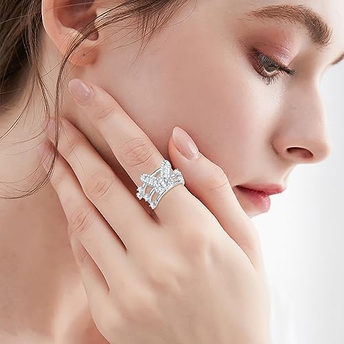 Image of Bee /Butterfly /Mustard Seed /Hummingbird /Cat /Rainbow Adjustable Ring for Women 925 Sterling Silver Spoon Rings for Women Size Fits Most People