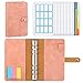 MoKo Budget Planner, Budget Binder 6 Löcher Binder Notizbuch, A6 PU Budget Planner Geldumschläge mit 12 Stück Transparenten Plastik Binderumschlägen, Altrosa