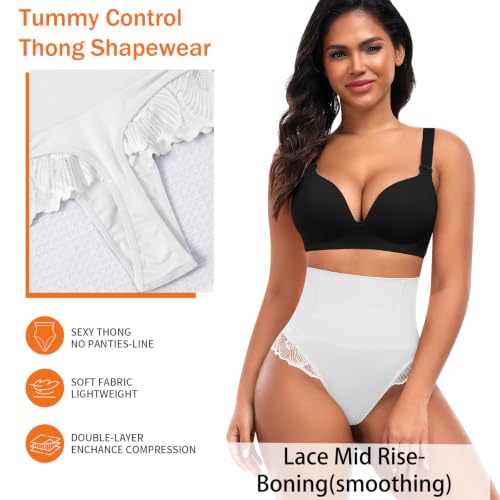 Image of Werena Tummy Control Thong Shapewear for Women High Waisted Body Shaper Panties Shaping Thong Girdle Underwear