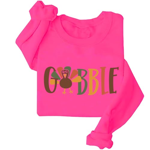 Image of TONGCHEN Thanksgiving Turkey Gobble Sweatshirt Holiday Family Hoodie Turkey Sweater (US, Alpha, 3X-Large, Regular, Regular, Rose Red)