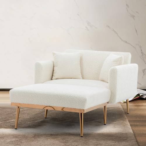 PUGSDRLY Fauteuil Convertible 1 Place avec Dossier Souple Réglable à Trois Positions,2 Coussins D'appui,Pied Métallique,Canapé Fauteuil Lit pour...