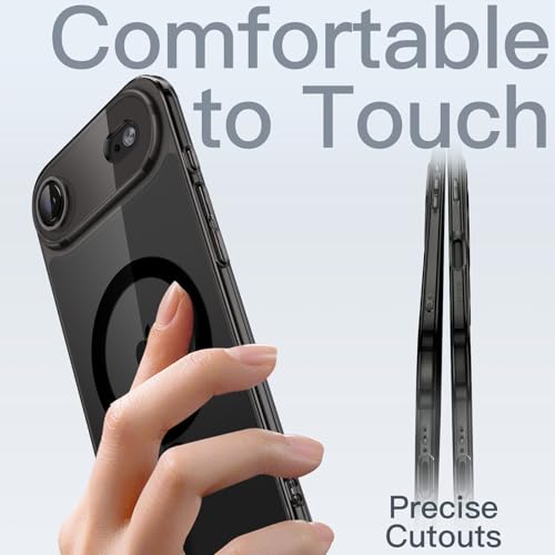 Image of JETech Magnetic Slim Case for iPhone Air Compatible with MagSafe, Camera Lens Full Protection, Ultra-Thin Lightweight Clear Minimalist Protective Phone Cover, 6.5-Inch Display (Black)