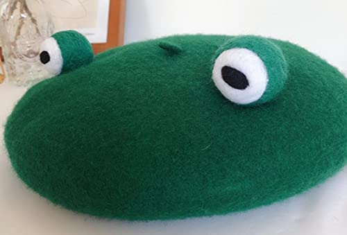 Japan Lolita Vintage Funny Frog Hat Beret Cap For Women Painter Genuine Green Gift #TOP2