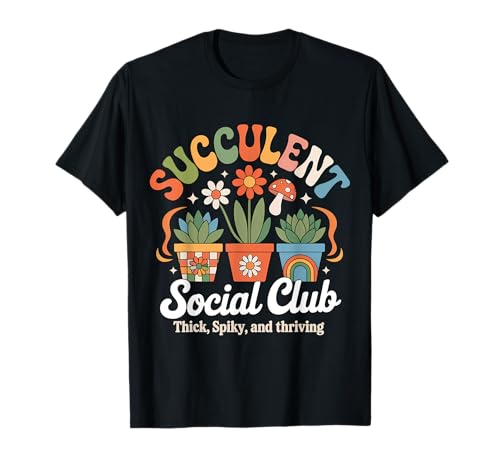 Suculentas Club Social Divertido Cactus Plantas Vintage Camiseta