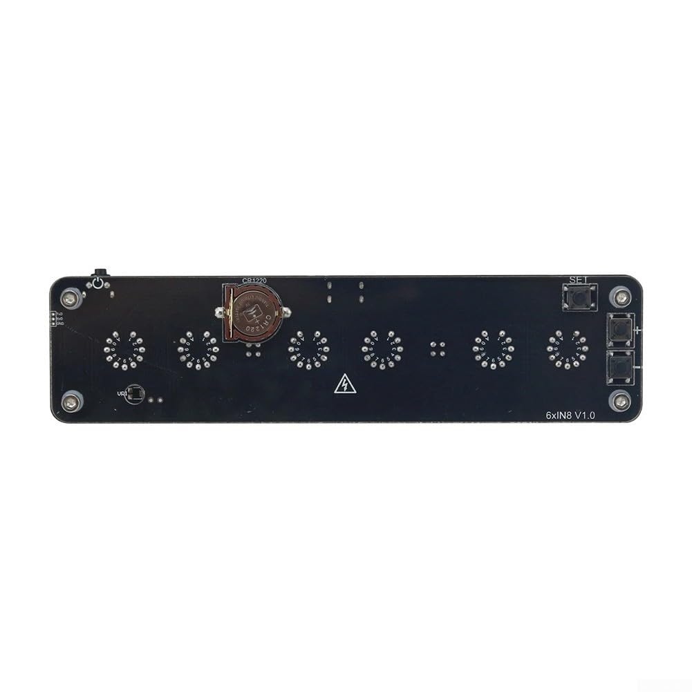 IN-8 - Base d'horloge tubulaire Nixie avec télécommande et tube à double point pour rétro pour décoration - Format 12/24h - Bloc d'alimentation USB 5 V compatible