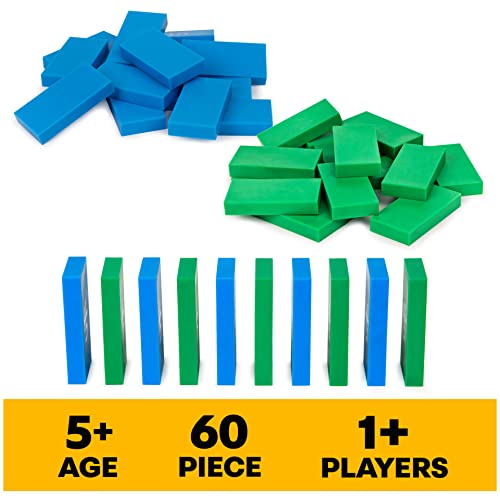 Spin Master Games H5 Domino Creations, 60-Piece Neon Blue/Green Set By Domino Artist Youtuber Lily Hevesh Classic Family Game, For Adults And Kids Ages 5 And Up #TOP1