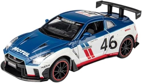 Image of 1:24 Scale Niss-aan Skyline Ares GTR R-35 Model Alloy Metal Pull Back Toy car for Kids with Openable Doors & Light, Music Toy Vehicle for Kids (Nissaan Skyline Ares GTR R-35 (Blue))