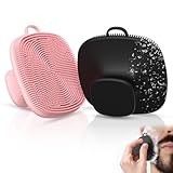 Paquete de 2 cepillos de limpieza facial de silicona para hombres y mujeres, cepillo exfoliante para piel sensible (negro/rosa)