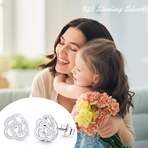 Pendientes de plata 925 de rosa con acabado premium antialérgico 5