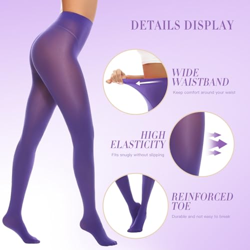 Image of MANZI Women's Solid Color Semi Opaque Footed Tights Soft Stretch Pantyhose